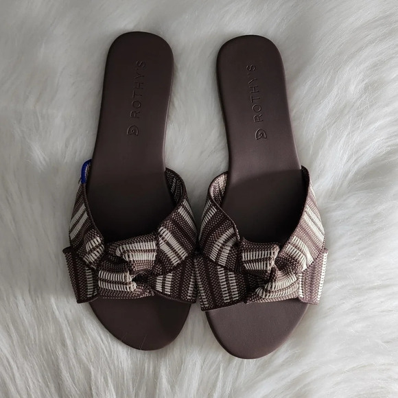 Rothy's The Knot Sandal in Taupe Stripe - Picture 3 of 8